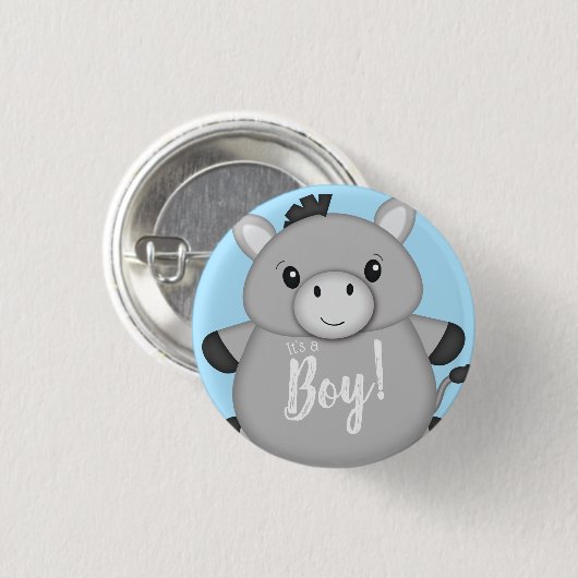 Donkey Baby shower Blue Ronde Button 3,2 Cm (Voorkant /achterkant)