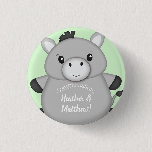 Donkey Baby shower Green Ronde Button 3,2 Cm (Voorkant)