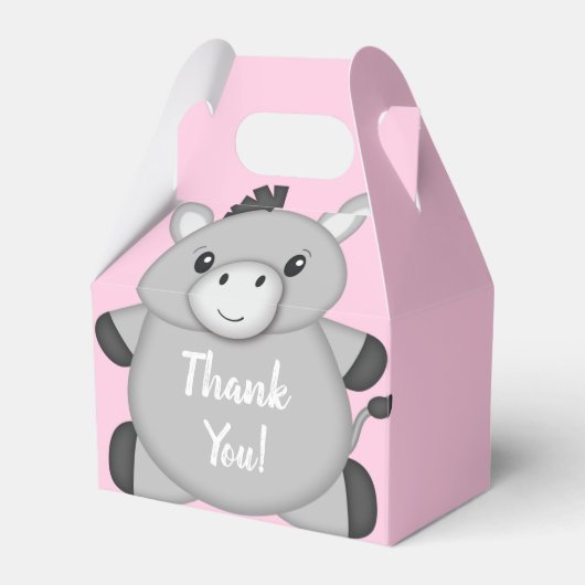 Donkey Baby shower Roze Bedankdoosjes (Voorkant Zijde)