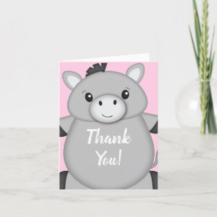Donkey Baby shower Roze Bedankkaart