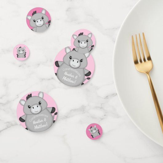 Donkey Baby shower Roze Confetti (Groep)