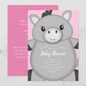 Donkey Baby shower Roze Kaart (Voorkant / Achterkant)