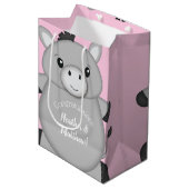 Donkey Baby shower Roze Medium Cadeauzakje (Voorkant Gekanteld)