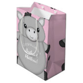 Donkey Baby shower Roze Medium Cadeauzakje (Achterkant Gekanteld)