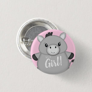 Donkey Baby shower Roze Ronde Button 3,2 Cm