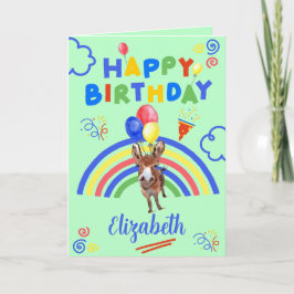 Donkey Birthday Card in Green Kaart