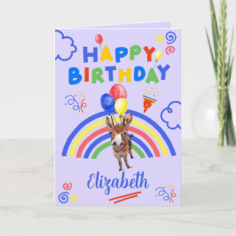 Donkey Birthday Card in Purple Kaart