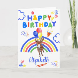 Donkey Birthday Card in White Kaart