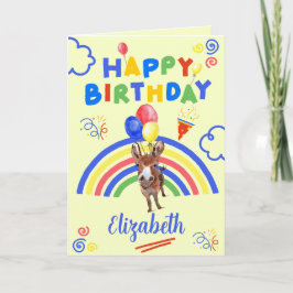 Donkey Birthday Card in Yellow Kaart