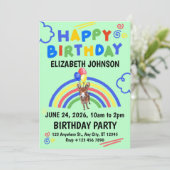 Donkey Birthday Invitation in Green (Debout devant)