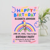 Donkey Birthday Invitation in Pink (Debout devant)