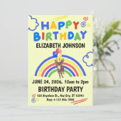 Donkey Birthday Invitation in Yellow (Debout devant)