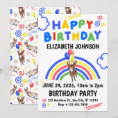 Donkey Birthday Invitation White (Devant / Derrière)