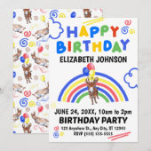 Donkey Birthday Invitation White Kaart (Voorkant / Achterkant)