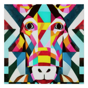 Donkey Colorful Fun Geometric Abstracte Art Perfect Poster