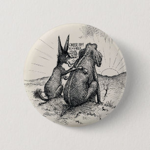 Donkey Elephant Election Pin/ Ronde Button 5,7 Cm