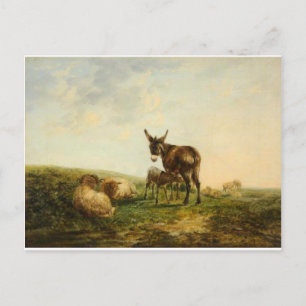 Donkey en Sheep van William Shayer Briefkaart