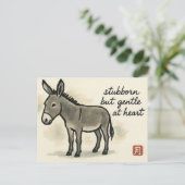 Donkey Etegami Postcard Briefkaart (Staand voorkant)