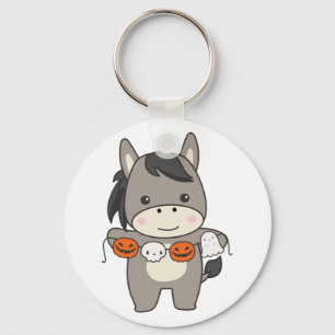 Donkey Happy Halloween Pumpkin Bat Costume Keychai Sleutelhanger