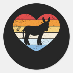Donkey Heart Retro Ronde Sticker