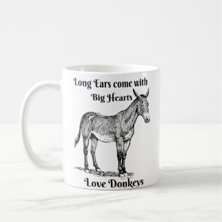 Donkey houdt van koffie mok Lange oren grote harte
