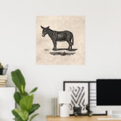  Donkey Illustration - Donkeys 1800 Poster (Thuiskantoor)