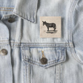 Donkey Illustration - Donkeys 1800 Vierkante Button 5,1 Cm (In situ)