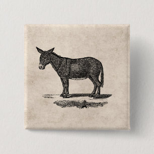  Donkey Illustration - Donkeys 1800 Vierkante Button 5,1 Cm