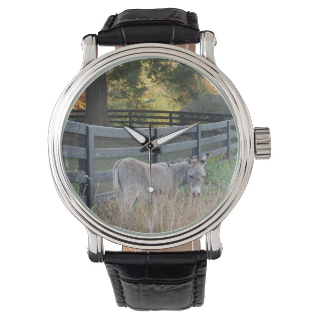 Donkey in een herfst veld horloge (Voorkant)