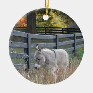 Donkey in een herfst veld keramisch ornament