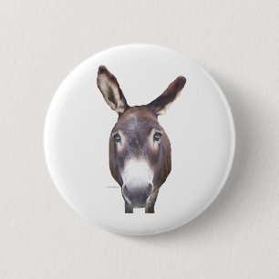 Donkey in je gezicht ronde button 5,7 cm