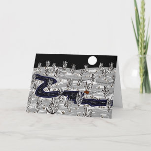 donkey in moonlight op sneeuw feestdagen kaart