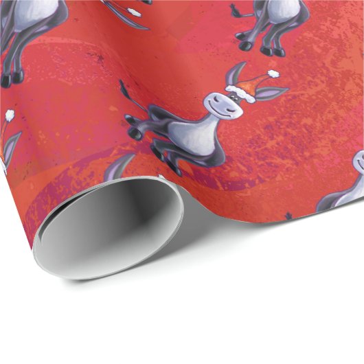 Donkey kerst op groen cadeaupapier (Rol Hoek)