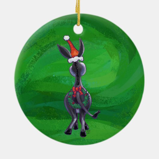 Donkey Kerstmis Keramisch Ornament (Achterkant)
