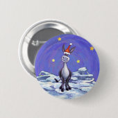 Donkey Kerstmis Ronde Button 5,7 Cm (Voorkant /achterkant)
