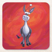 Donkey Kerstmis Vierkante Kartonnen Onderzetter (Voorkant)