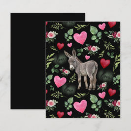 Donkey Love Valentine’s Day Card in Black Notitiekaartje