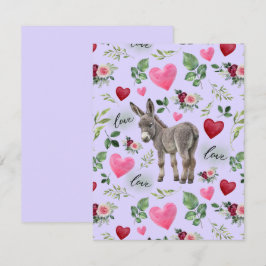 Donkey Love Valentine’s Day Card in Purple Notitiekaartje