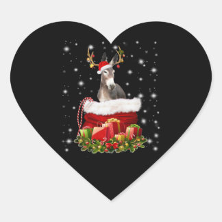 Donkey Lover Gift| Happy Donkey Merry Kerstmis Hart Sticker