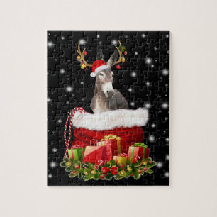 Donkey Lover Gift  Happy Donkey Merry Kerstmis Legpuzzel