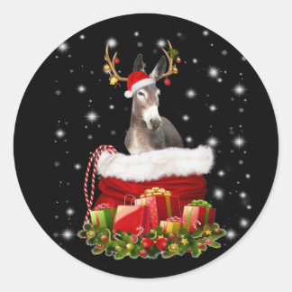 Donkey Lover Gift| Happy Donkey Merry Kerstmis Ronde Sticker