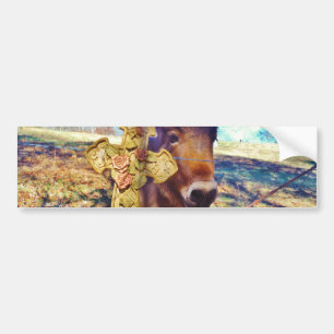 Donkey met Roos Cross Bumpersticker