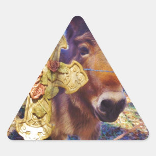 Donkey met Roos Cross Driehoek Sticker