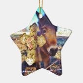 Donkey met Roos Cross Keramisch Ornament (Links)
