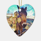 Donkey met Roos Cross Keramisch Ornament (Links)
