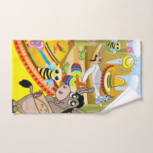 Donkey Mexican Man Sombrero Ensemble de serviettes (Serviette à main)