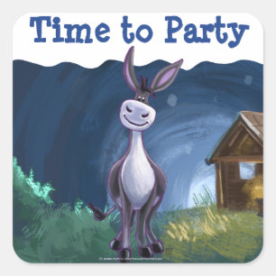 Donkey Party Center Vierkante Sticker