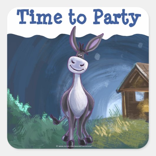Donkey Party Center Vierkante Sticker (Voorkant)