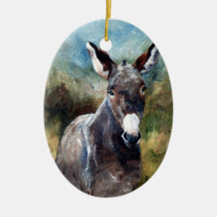 Donkey Portrait Keramisch Ornament
