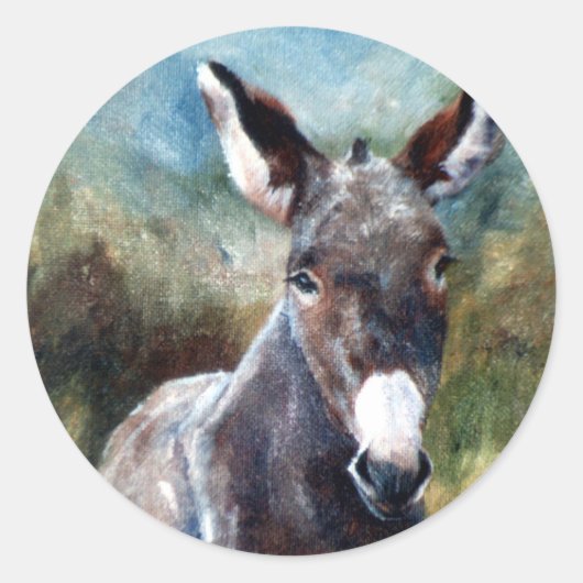 Donkey Portrait Sticker (Voorkant)